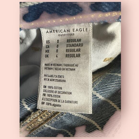 American Eagle MOM JEANS Womens 0 XS Blue White STRIPED Denim HIGH RISE 28x29 - Picture 6 of 6